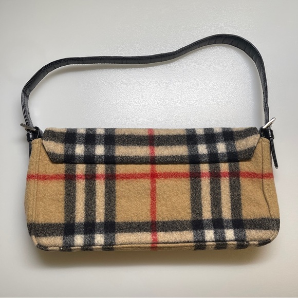 BURBERRYS Nova Check Blue Label Shoulder Bag Wool Beige handbag - Picture 2 of 11